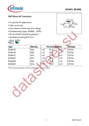BCW 67A E6327 datasheet  